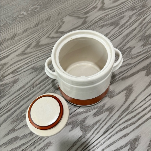 Vintage MCM California Pottery Canister/Cookie Jar/Orange & Brown Retro Jar - Picture 5 of 7